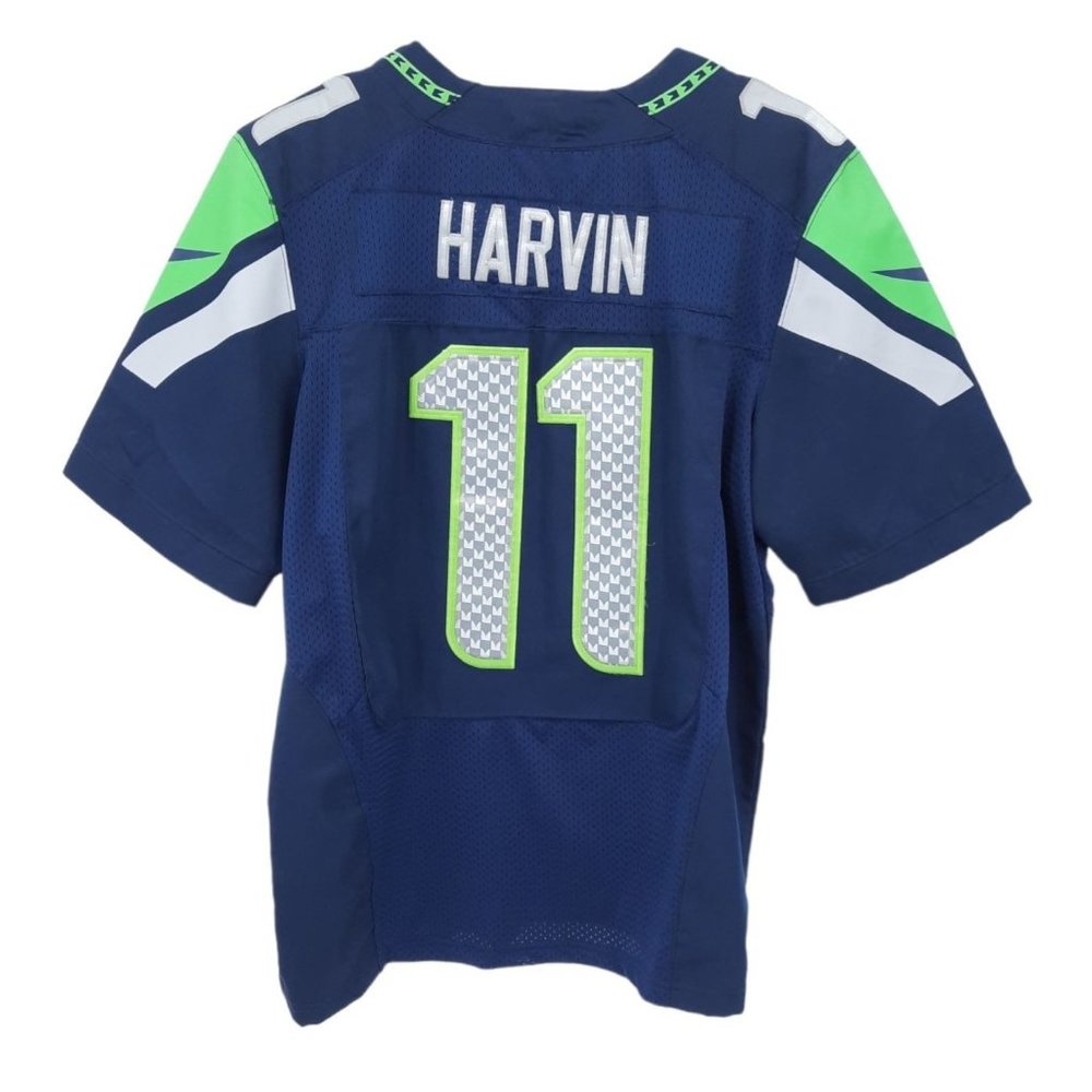 Nike NFL On Field Seattle Seahawks 11 Percy Harvin Blue Team Jersey Mens Size 40 - Picture 11 of 12